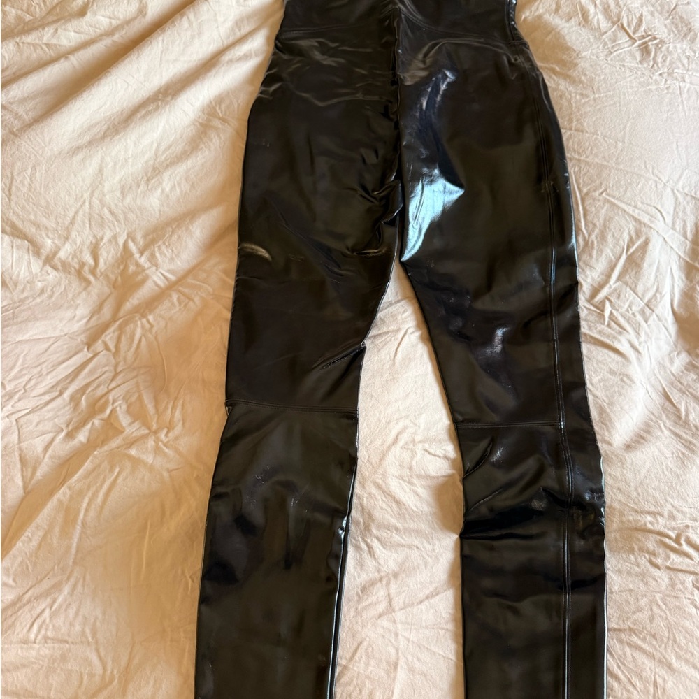 SPANX Black Patent High-Waisted Leggings